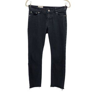 Nili Lotan Womens 2 Jeans 111/88 80 NL Skinny Crop Raw Hem Black Denim Jeans